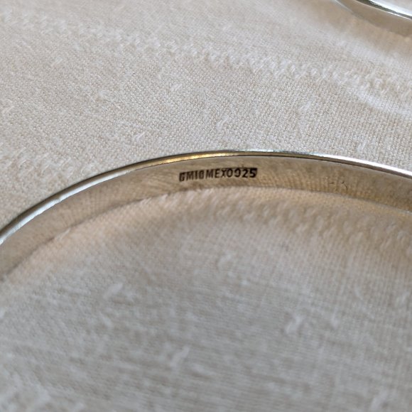 Set of 4 Unique Bangle Bracelets-60g Sterling-Faceted-Floral-Geometric-Twisted - Picture 9 of 12